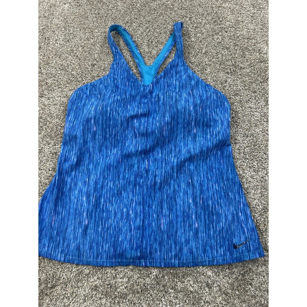 Women's Nike Dri Fit Blue Racerback Tank Size XL Athletic Runner #0389